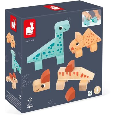 Janod Cubikosaurus Dinosaur Construction Game - 3 Build-Your-Own Dinosaurs - Stackable - Construction Toy Janod Cubikosaurus Dinosaur Construction Game - 3 Build-Your-Own Dinosaurs - Stackable - Construction Toy