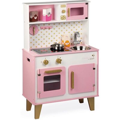 Janod Candy Chic Houten Speelkeuken - 55cm x 30cm x 87cm Janod Candy Chic Houten Speelkeuken - 55cm x 30cm x 87cm