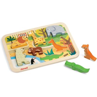 Janod J07022 Quebra-cabeça de madeira do zoológico 7 peças - Brinquedo educativo Janod J07022 Quebra-cabeça de madeira do zoológico 7 peças - Brinquedo educativo