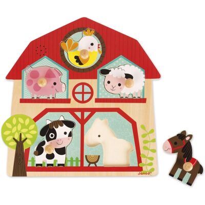 Janod J07079 Quebra-cabeça musical de madeira - Animais da fazenda - 6 Peças Janod J07079 Quebra-cabeça musical de madeira - Animais da fazenda - 6 Peças