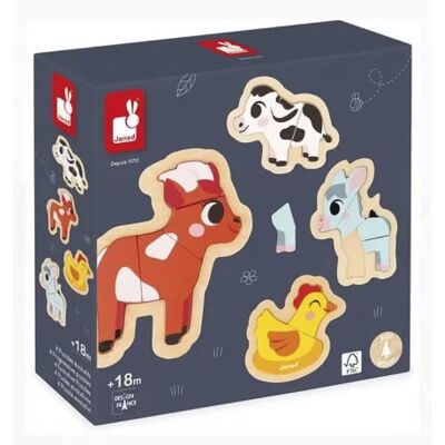 Janod Fortschrittliche Holzpuzzles für Kinder - Bauernhof - 2-5 Teile - 18+ Monate Janod Fortschrittliche Holzpuzzles für Kinder - Bauernhof - 2-5 Teile - 18+ Monate