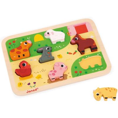 Janod Holzpuzzle Bauernhof 7 Teile - Lernspielzeug für Kleinkinder Janod Holzpuzzle Bauernhof 7 Teile - Lernspielzeug für Kleinkinder
