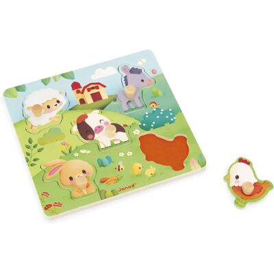 Janod Bauernhof Fühlpuzzle - 5 Teile für Kinder 18m+ Janod Bauernhof Fühlpuzzle - 5 Teile für Kinder 18m+