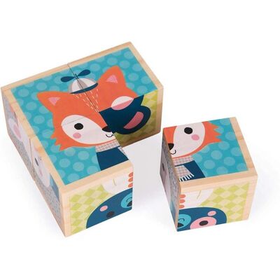 Janod Mes Premiers Cubes en Bois - Portraits de la Forêt - Blocs en Bois pour Enfants - Publicité Janod Mes Premiers Cubes en Bois - Portraits de la Forêt - Blocs en Bois pour Enfants - Publicité