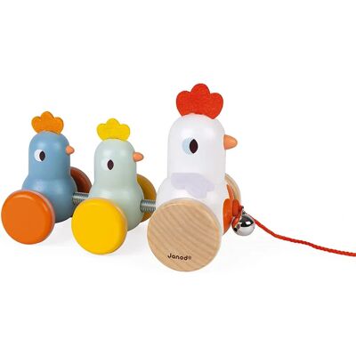 Janod Poule En Bois à Tirer - Jouet d'Éveil - Apprentissage Précoce - Publicité Janod Poule En Bois à Tirer - Jouet d'Éveil - Apprentissage Précoce - Publicité