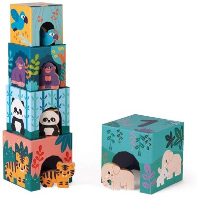 Janod Baby-Pyramide mit Holztiere - Lernspielzeug für 1-4 Jahre Janod Baby-Pyramide mit Holztiere - Lernspielzeug für 1-4 Jahre