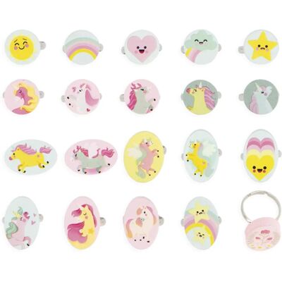 Set de Anillos de Unicornio de Madera - 20 Colores Pastel para Niños 3+ Set de Anillos de Unicornio de Madera - 20 Colores Pastel para Niños 3+