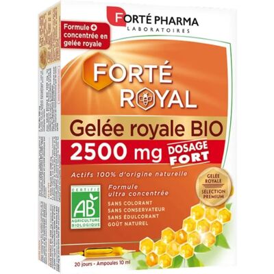 Forté Pharma Forté Royal Gelée Royale 2500 mg Bio - 20 Ampoules - 10 ml Forté Pharma Forté Royal Gelée Royale 2500 mg Bio - 20 Ampoules - 10 ml