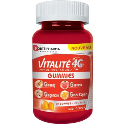 Forté Pharma Vitality 4G Gommes - Boosteur d'Énergie, Saveur Orange - Publicité Forté Pharma Vitality 4G Gommes - Boosteur d'Énergie, Saveur Orange - Publicité