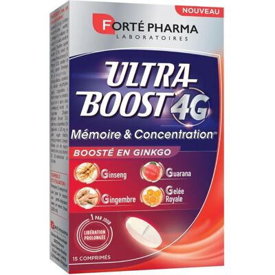 Forté Pharma Ultra Boost 4G Mémoire & Concentration 15 Comprimés - Boîte - Publicité Forté Pharma Ultra Boost 4G Mémoire & Concentration 15 Comprimés - Boîte - Publicité