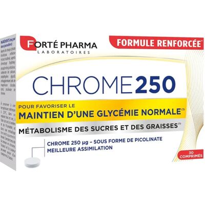 Forté Pharma Chrome 250 μg 30 Comprimés - Complément Alimentaire - Publicité Forté Pharma Chrome 250 μg 30 Comprimés - Complément Alimentaire - Publicité