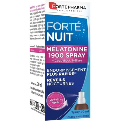 Forté Pharma Mélatonine Spray 1900 - Aide au sommeil - 20 ml - Publicité Forté Pharma Mélatonine Spray 1900 - Aide au sommeil - 20 ml - Publicité