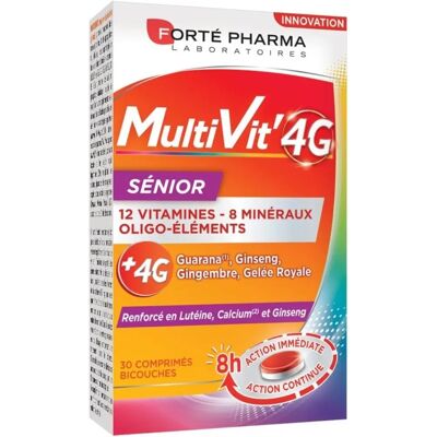 Forté Pharma Multivit 4G Senior - 30 capsules - Complément multivitaminé - Publicité Forté Pharma Multivit 4G Senior - 30 capsules - Complément multivitaminé - Publicité