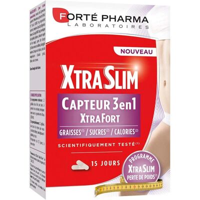 Forté Pharma XtraSlim Capteur 3 en 1 - Perte de poids, graisses, sucres, calories - Publicité Forté Pharma XtraSlim Capteur 3 en 1 - Perte de poids, graisses, sucres, calories - Publicité