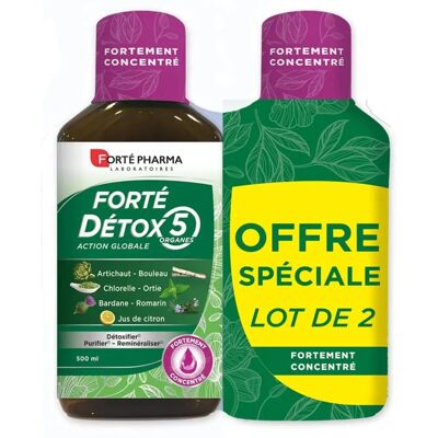 Forté Pharma Forté Détox 5 Organes - Lot de 2 x 500 ml Complément alimentaire - Publicité Forté Pharma Forté Détox 5 Organes - Lot de 2 x 500 ml Complément alimentaire - Publicité