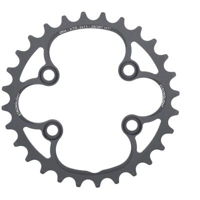 Stronglight MTB crankset - 28 tanden, 2x11, Zilver, 104/64 BCD Stronglight MTB crankset - 28 tanden, 2x11, Zilver, 104/64 BCD