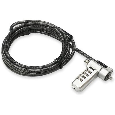 DLH DY-CS5045 Câble antivol - 2m, Noir, Argent - Câble de sécurité universel DLH DY-CS5045 Câble antivol - 2m, Noir, Argent - Câble de sécurité universel