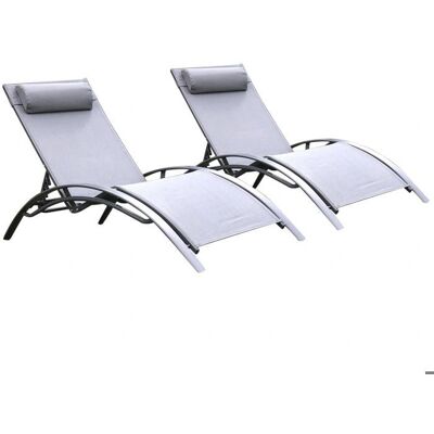 Chaises longues Gris Monaco - Lot de 2 - Mobilier Extérieur - Publicité Chaises longues Gris Monaco - Lot de 2 - Mobilier Extérieur - Publicité