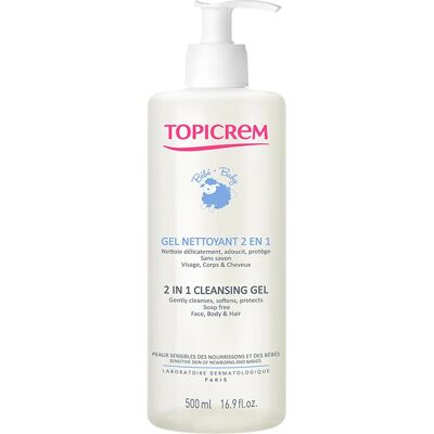 Gel de curățare pentru bebeluși Topicrem - 2 în 1 pentru corp și păr - 500ml Gel de curățare pentru bebeluși Topicrem - 2 în 1 pentru corp și păr - 500ml