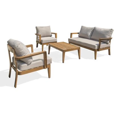 Conjunto de salón de jardín DCB GARDEN Portofino - Efecto madera en aluminio - 4 plazas Conjunto de salón de jardín DCB GARDEN Portofino - Efecto madera en aluminio - 4 plazas
