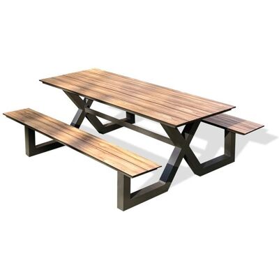 Paris Garden Vancouver - Table de jardin - Aluminium, HPL effet bois - 210x174x75 cm - Publicité Paris Garden Vancouver - Table de jardin - Aluminium, HPL effet bois - 210x174x75 cm - Publicité