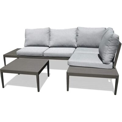 DCB GARDEN - Eckgartenlounge-Set - 4 Sitze - Grau Aluminium DCB GARDEN - Eckgartenlounge-Set - 4 Sitze - Grau Aluminium