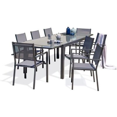 DCB GARDEN Tolede - Conjunto de comedor jardín 8 plazas Aluminio Vidrio DCB GARDEN Tolede - Conjunto de comedor jardín 8 plazas Aluminio Vidrio