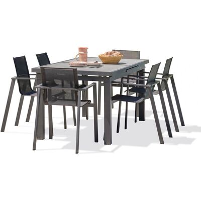 DCB GARDEN Venise - Gartentisch-Set 6 Sitze Aluminium Grau DCB GARDEN Venise - Gartentisch-Set 6 Sitze Aluminium Grau