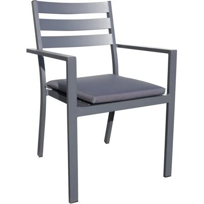 DCB GARDEN - Silla de jardín gris antracita apilable - Aluminio con cojines desmontables DCB GARDEN - Silla de jardín gris antracita apilable - Aluminio con cojines desmontables