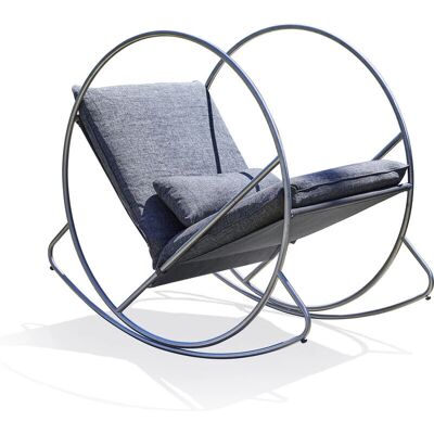 Silla mecedora de jardín DCB GARDEN - Gris - Ergonómica, Resistente al agua, Cojín extraíble Silla mecedora de jardín DCB GARDEN - Gris - Ergonómica, Resistente al agua, Cojín extraíble