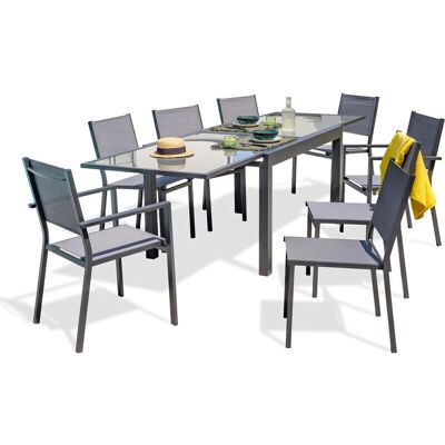 DCB GARDEN Tolede - Juego de comedor para 8 personas aluminio y vidrio - Muebles de jardín DCB GARDEN Tolede - Juego de comedor para 8 personas aluminio y vidrio - Muebles de jardín