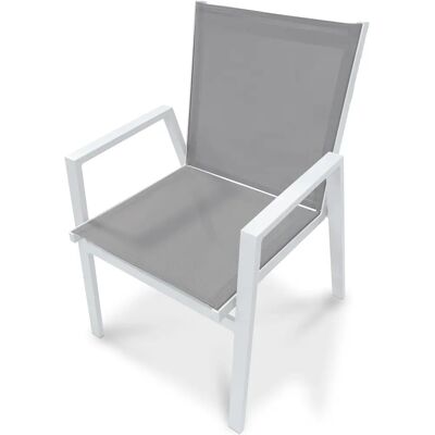 DCB GARDEN Floride - Sillón de jardín apilable en aluminio y textilene - Blanco - Muebles de jardín DCB GARDEN Floride - Sillón de jardín apilable en aluminio y textilene - Blanco - Muebles de jardín