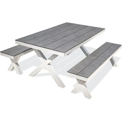 Mesa de jardín de aluminio Paris Garden con tapa en efecto piedra Mesa de jardín de aluminio Paris Garden con tapa en efecto piedra
