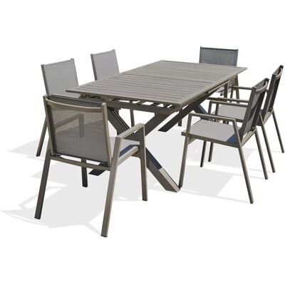 Dcb Garden Floride - Conjunto de comedor de jardín 6 plazas aluminio cuarzo Dcb Garden Floride - Conjunto de comedor de jardín 6 plazas aluminio cuarzo