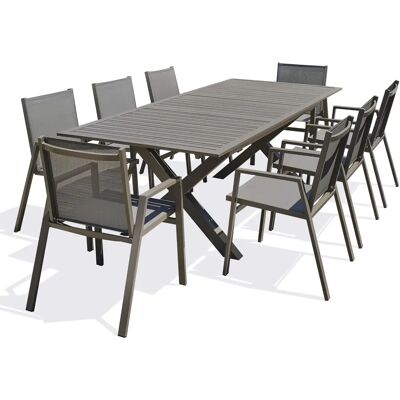 Dcb Garden Floride - Conjunto de Comedor de Jardín para 8 Personas - Aluminio Cuarzo Dcb Garden Floride - Conjunto de Comedor de Jardín para 8 Personas - Aluminio Cuarzo