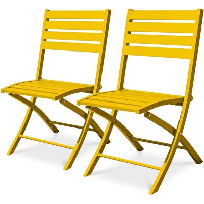 CITYGARDEN Marius - 2 Sillas de jardín plegables de aluminio amarillo mostaza CITYGARDEN Marius - 2 Sillas de jardín plegables de aluminio amarillo mostaza