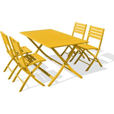 CITYGARDEN Marius - Conjunto de comedor de jardín - 4 plazas - aluminio CITYGARDEN Marius - Conjunto de comedor de jardín - 4 plazas - aluminio