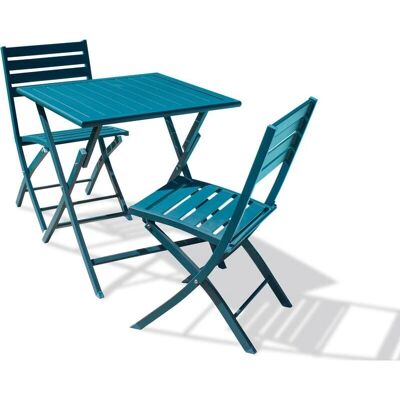 Citygarden Marius - Conjunto de comedor de jardín - Aluminio, azul-azul claro - 2 plazas Citygarden Marius - Conjunto de comedor de jardín - Aluminio, azul-azul claro - 2 plazas