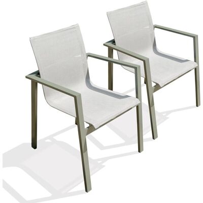 DCB GARDEN Miami - Set mit 2 stapelbaren Gartensesseln, khakigrün, grau DCB GARDEN Miami - Set mit 2 stapelbaren Gartensesseln, khakigrün, grau
