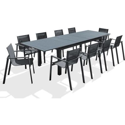 Dcb Garden Miami - Juego de comedor de jardín 10 plazas en aluminio gris antracita Dcb Garden Miami - Juego de comedor de jardín 10 plazas en aluminio gris antracita