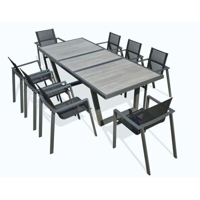 DCB GARDEN Olhos - Juego de comedor jardín 8 plazas aluminio cerámica DCB GARDEN Olhos - Juego de comedor jardín 8 plazas aluminio cerámica