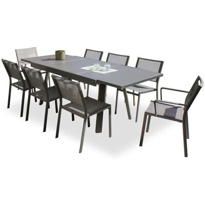 DCB GARDEN Stockholm - Gartentisch-Set 8 Personen Aluminium Grau Anthrazit - Gartentisch-Set DCB GARDEN Stockholm - Gartentisch-Set 8 Personen Aluminium Grau Anthrazit - Gartentisch-Set