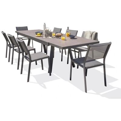 Conjunto de mesa y sillas de jardín DCB GARDEN - 8 plazas - Vidrio de cerámica Conjunto de mesa y sillas de jardín DCB GARDEN - 8 plazas - Vidrio de cerámica