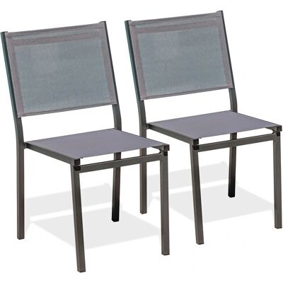 DCB GARDEN Tolede - Juego de 2 sillas de jardín en aluminio gris - Muebles de jardín DCB GARDEN Tolede - Juego de 2 sillas de jardín en aluminio gris - Muebles de jardín