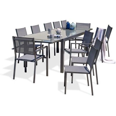 DCB GARDEN Tolede - Juego de comedor 12 plazas aluminio y vidrio DCB GARDEN Tolede - Juego de comedor 12 plazas aluminio y vidrio