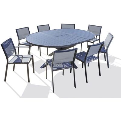 Set de Comedor de Jardín DCB GARDEN - 6 Plazas, Mesa Ovalada Extensible, Aluminio, Resistente a la Intemperie Set de Comedor de Jardín DCB GARDEN - 6 Plazas, Mesa Ovalada Extensible, Aluminio, Resistente a la Intemperie