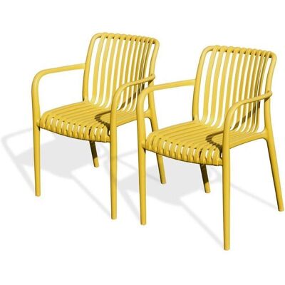 CITYGARDEN Tiago - Ensemble de 2 chaises de jardin en polypropylène jaune moutarde - Publicité CITYGARDEN Tiago - Ensemble de 2 chaises de jardin en polypropylène jaune moutarde - Publicité