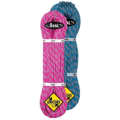 Corde d'escalade Beal Cobra II Unicore 8,6 mm Golden Dry 2 x 50 m Bleu / Fuchsia - Publicité Corde d'escalade Beal Cobra II Unicore 8,6 mm Golden Dry 2 x 50 m Bleu / Fuchsia - Publicité
