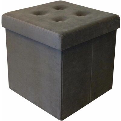 Pouf en Velours Pliable - 35x35x35cm - Gris Cotton Wood - Publicité Pouf en Velours Pliable - 35x35x35cm - Gris Cotton Wood - Publicité