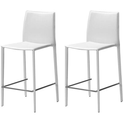 Zago Store Chaise de Bar en Cuir Recyclé Blanc - Chaise de Bar - Publicité Zago Store Chaise de Bar en Cuir Recyclé Blanc - Chaise de Bar - Publicité